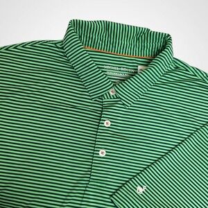 Michael Rouen Golf Polo Shirt Mens XXL 2XL Green/Black stripe  Performance Polo